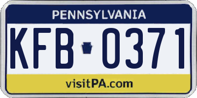 PA license plate KFB0371
