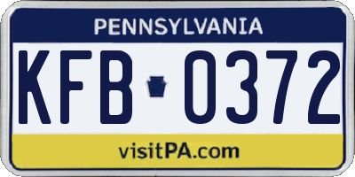 PA license plate KFB0372