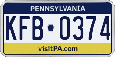 PA license plate KFB0374