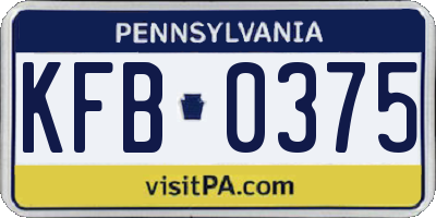 PA license plate KFB0375