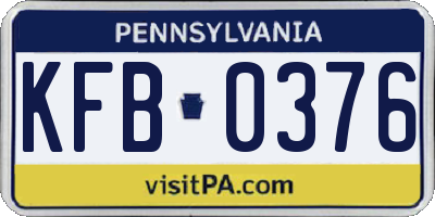 PA license plate KFB0376