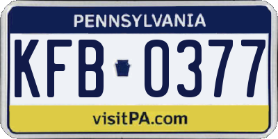 PA license plate KFB0377