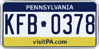PA license plate KFB0378