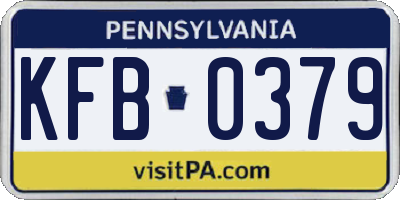 PA license plate KFB0379