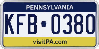 PA license plate KFB0380