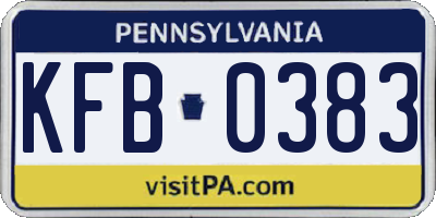 PA license plate KFB0383
