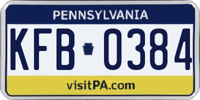 PA license plate KFB0384