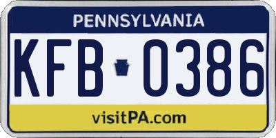 PA license plate KFB0386