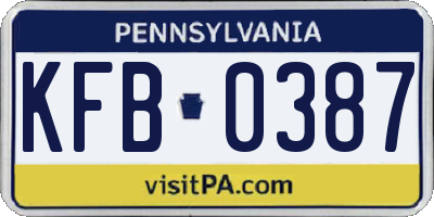 PA license plate KFB0387