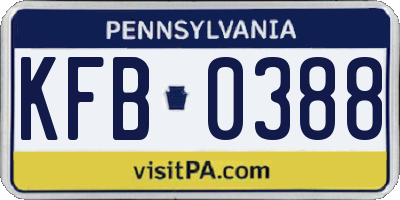PA license plate KFB0388