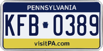 PA license plate KFB0389