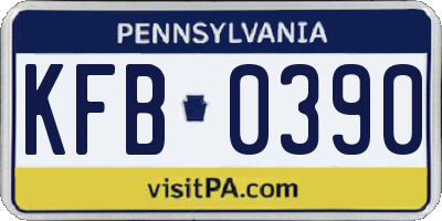 PA license plate KFB0390