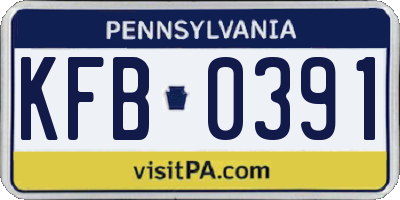 PA license plate KFB0391