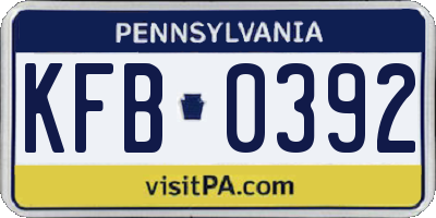 PA license plate KFB0392