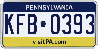 PA license plate KFB0393