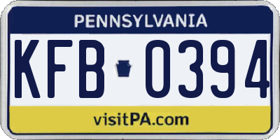 PA license plate KFB0394