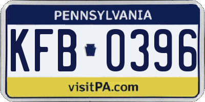 PA license plate KFB0396