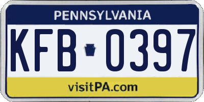 PA license plate KFB0397