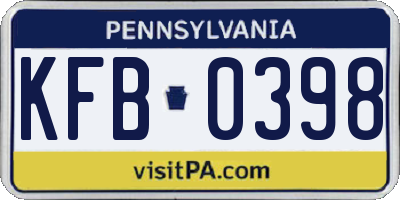 PA license plate KFB0398