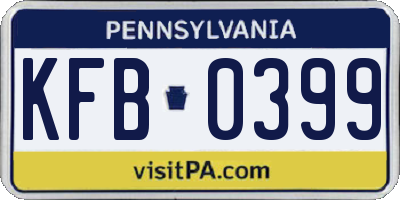 PA license plate KFB0399