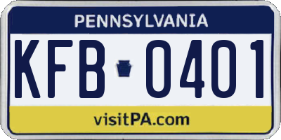 PA license plate KFB0401