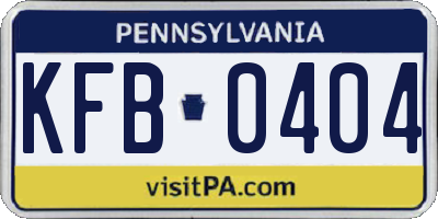 PA license plate KFB0404