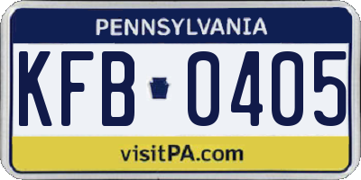 PA license plate KFB0405