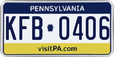PA license plate KFB0406