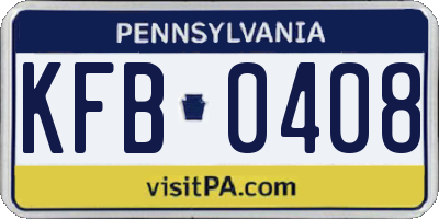 PA license plate KFB0408