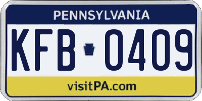 PA license plate KFB0409