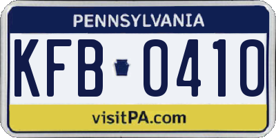 PA license plate KFB0410
