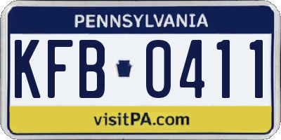 PA license plate KFB0411