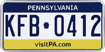 PA license plate KFB0412