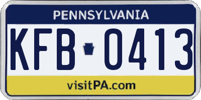PA license plate KFB0413