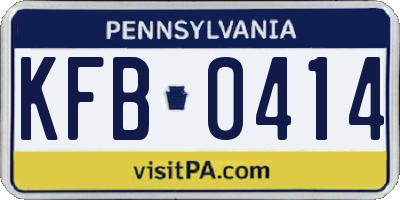 PA license plate KFB0414