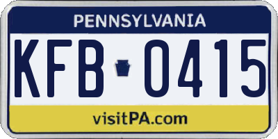 PA license plate KFB0415