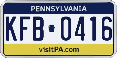PA license plate KFB0416