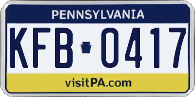 PA license plate KFB0417