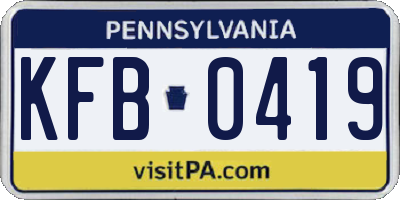 PA license plate KFB0419