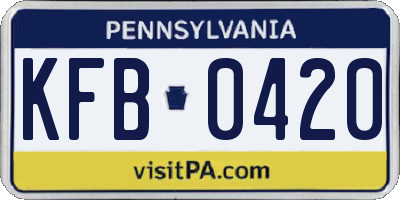 PA license plate KFB0420