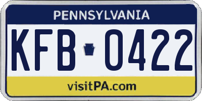 PA license plate KFB0422
