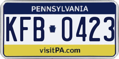 PA license plate KFB0423
