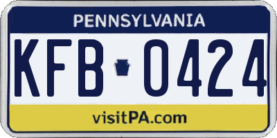 PA license plate KFB0424
