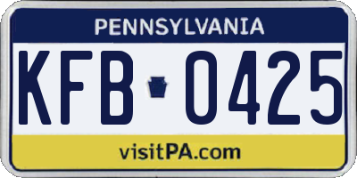 PA license plate KFB0425