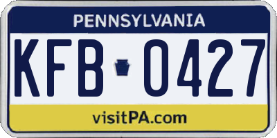 PA license plate KFB0427