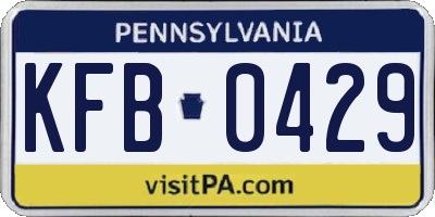 PA license plate KFB0429