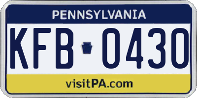 PA license plate KFB0430