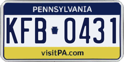 PA license plate KFB0431