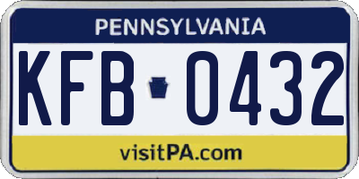 PA license plate KFB0432