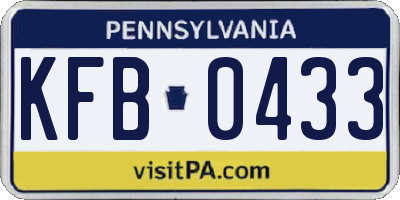 PA license plate KFB0433